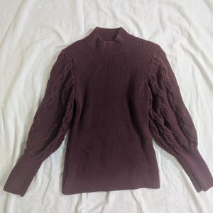 Cable Stitch size S purple balloon sleeve sweater